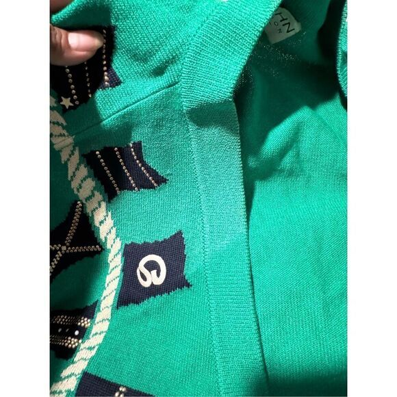 St. John Green jacket sweater with sailboat logo gold front buttons P - Picture 5 of 14